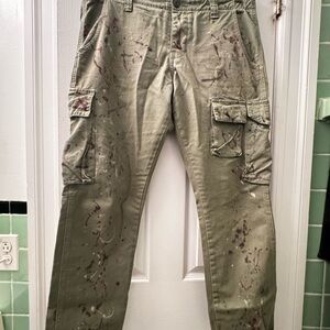 NSF Green Cargo Pants with Distressed Look